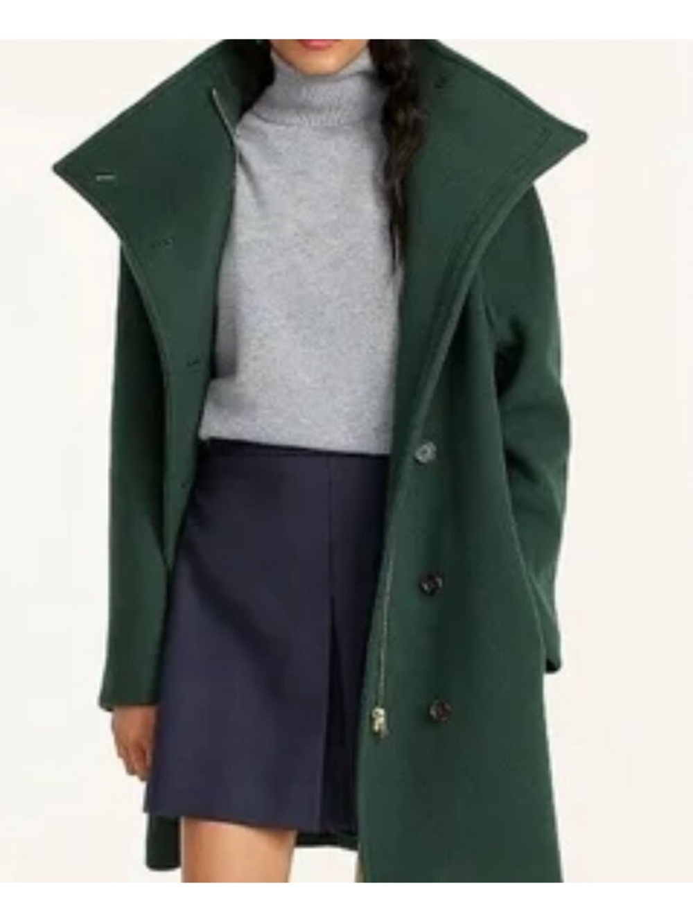 J. Crew Italian Stadium Cloth Wool Coat Forest Green Funnel Neck 18 Nello Gori - Picture 15 of 15